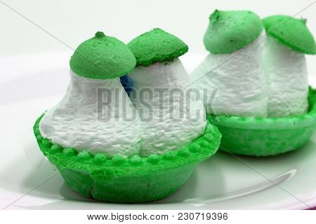 Strawberry Vanilla Cream Cheese Tarts Over Light Gray Background