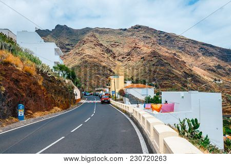 Igueste De San Andres, Tenerife, Spain, June 06, 2015: Winding And Narrow Road In Anaga Mountains, T
