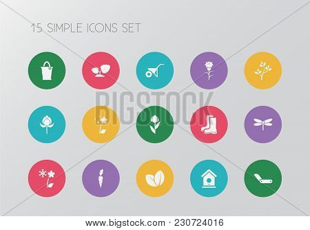 Set Of 15 Editable Planting Icons. Includes Symbols Such As Soil Plant, Decorative, Daphne And More.
