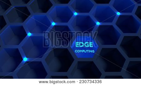 Honeycomb Network With Blue Glowing Nodes Edge Computing Concept 3d Illustration