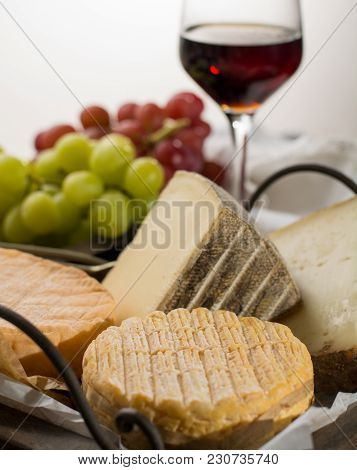 Tasting Of Oldest French Aoc Soft Pudgent Yellow Cheese Livarot,  Munster And Semifirm Tomme French