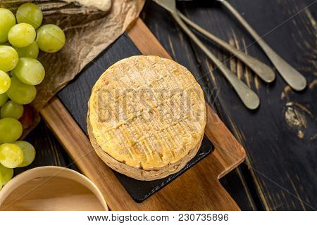 Tasting Of Oldest French Aoc Soft Pudgent Wrapped Yellow Cheese Livarot From Normandy, French Cheese