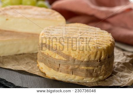 Tasting Of Oldest French Aoc Soft Pudgent Yellow Cheese Livarot And Munster, French Cheese