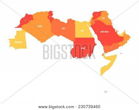 Arab World States. Political Map Of 22 Arabic-speaking Countries Of The Arab League. Northern Africa