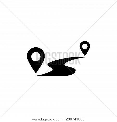 Road Gps. Flat Vector Icon. Simple Black Symbol On White Background