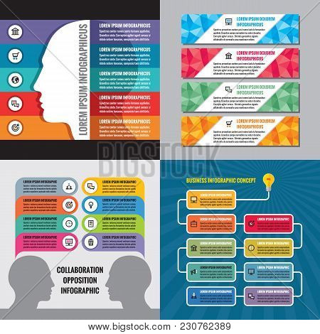 Business Infographic Templates Concept Vector Illustration. Abstract Banner Set. Advertising Promoti