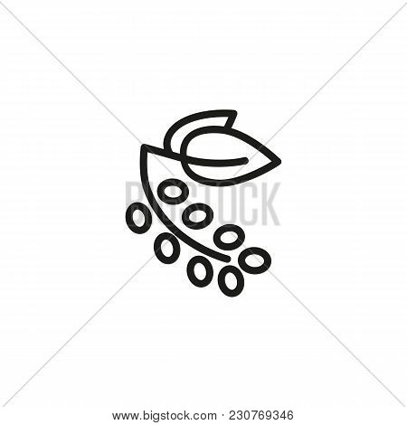 Line Icon Of Coffee Tree Twig. Coffee Seeds, Crop, Tropical Plant. Coffee Concept. Can Be Used For T