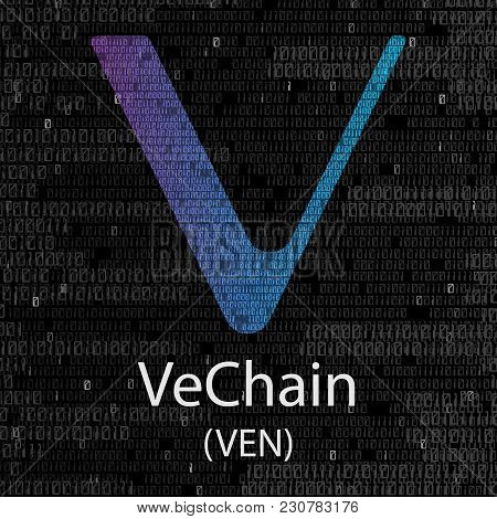 Colorful Vechain Cryptocurrency Symbol Isolated On Digital Background