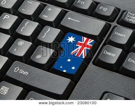 Černá klávesnice s klíčem australská vlajka