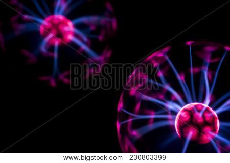 Electricity Fire-ball. Abstract Photo Of Electric Waves.