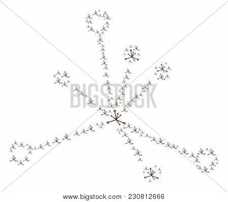 Big Bang Figure Organized In The Set Of Big Bang Elements. Vector Iconized Collage Combined With Sim