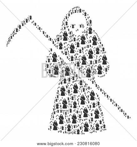 Death Scytheman Composition Combined In The Collection Of Death Scytheman Icons. Vector Iconized Com