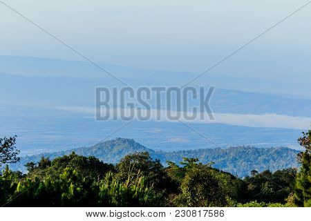 Sunrise View Of Landscape At Tropical Mountain Range Phu Rua National Park Loei Thailand