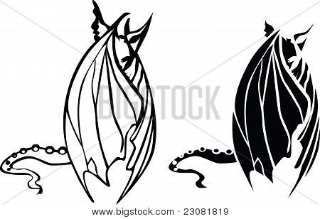 Drago bianco-nero-pipistrello.