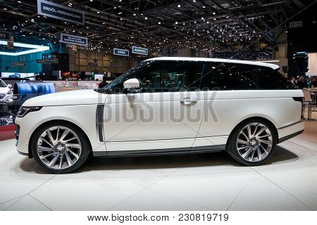 Geneva, Switzerland - March 6, 2018: Range Rover Sv Coupe Suv Car Unveiled At The 88th Geneva Intern