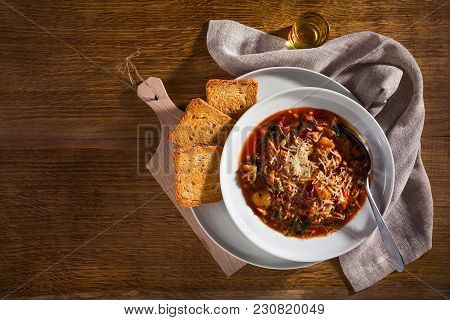 Minestrone Soup And Zwieback. Dieting Healthy Food