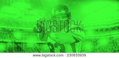 duo toned american football player in  arena at night with stadium lights