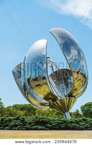 BUENOS AIRES, ARGENTINA  FEBRUARY 6, 2018: Monument at United Nations Plaza, Buenos Aires, Argentina FEBRUARY 6, 2018