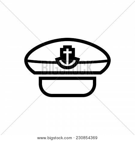 Captain Hat Vector Icon On White Background. Captain Hat Modern Icon For Graphic And Web Design. Cap