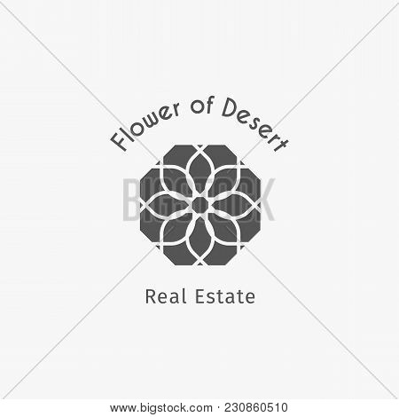 Asian Real Estate Logo Template. Vector Ethnic Ornamental Design For Agency, House And Apartment Ren