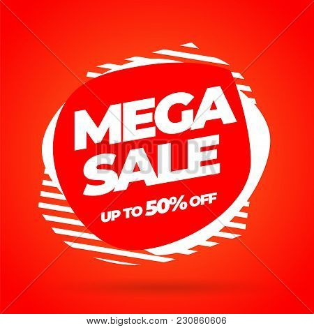 Sale Banner Template Design, Mega Sale Special Offer. Vector Illustration.