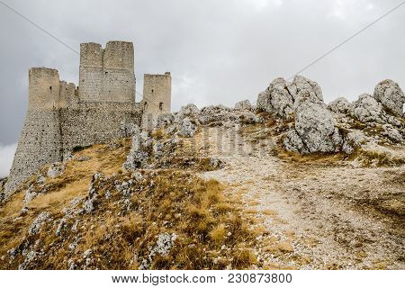 Rocca Calascio Old Italian Castle Location Film Of Famous Film The Name Of The Rose