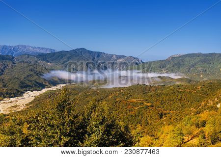 Panoramic View Of Mountain In National Park Of Tzoumerka, Greece Epirus Region