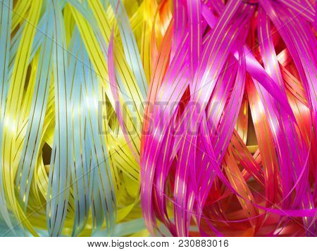 Close Up Of Colourful Ribbin For Background