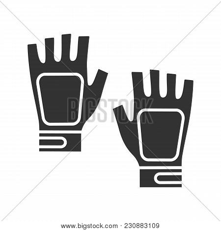 Fingerless Gym Gloves Glyph Icon. Silhouette Symbol. Negative Space. Vector Isolated Illustration