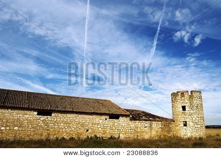 Bauernhof in Schutt und Asche