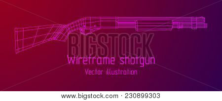 Shotgun Rifle Hunting Carbine Wireframe Low Poly Mesh Vector Illustration
