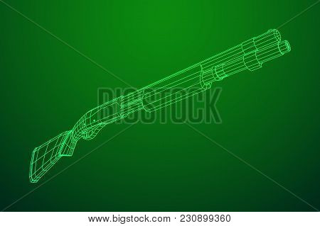 Shotgun Rifle Hunting Carbine Wireframe Low Poly Mesh Vector Illustration