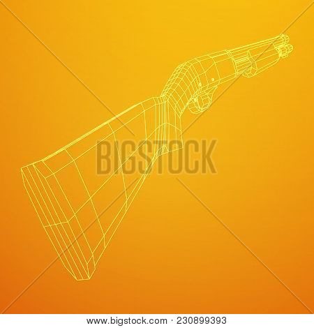 Shotgun Rifle Hunting Carbine Wireframe Low Poly Mesh Vector Illustration