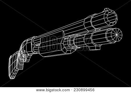 Shotgun Rifle Hunting Carbine Wireframe Low Poly Mesh Vector Illustration