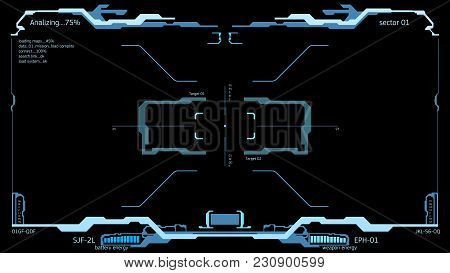 Element Of The Interface. A Sight On A Spaceship. The Interface Of The Future. Hud Interface. Simula