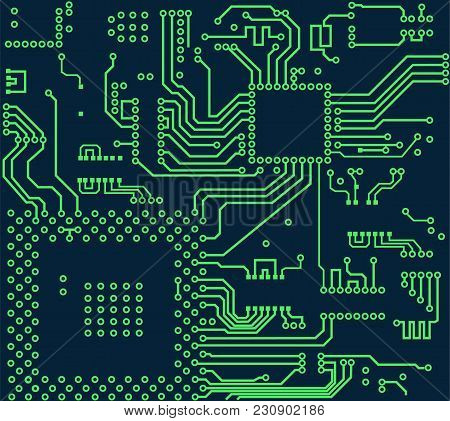 High Tech Circuit Board Vector Illustration On White Background
