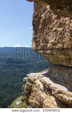 View From Cliff Eagle Shelf In Summer Season, Mezmay, Krasnodar Region, Russia.