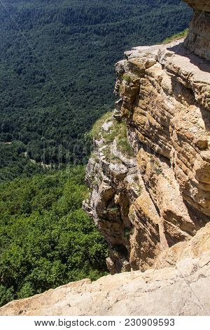 View From Cliff Eagle Shelf In Summer Season, Mezmay, Krasnodar Region, Russia.