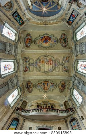 Skoky, Czech Republic, July 27, 2015 - Interior Of The Church Of The Visitation