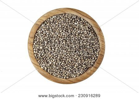 Hemp Seeds In A Plate Isolated On White Background, Place For Text