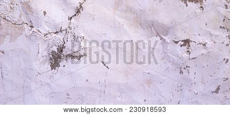 Old Cracked Rought White Plaster Wall Texture Banner Background.