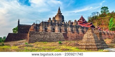 Buddhist temple Shai-thaung in Mrauk U. Myanmar.  High resolution panorama