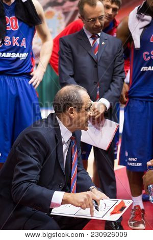 Samara, Russia - December 01: Bc Cska Head Coach Ettore Messina During A Timeout Of The Bc Krasnye K