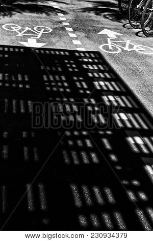 A Black And White Abstract Image Full Of Shadows And Light