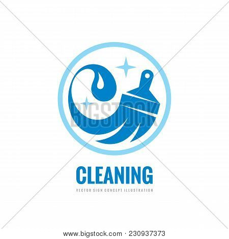 Cleaning Service - Vector Business Logo Template Concept Illustration. Wash Household Sign. Graphic 