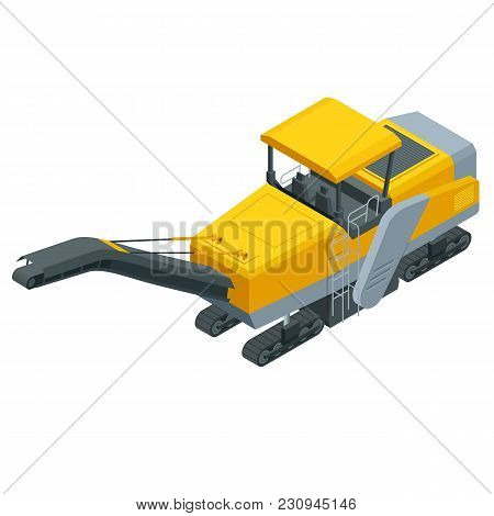 Isometric Pavement Milling, Cold Planing, Asphalt Milling, Or Profiling. Process Of Removing Part Of