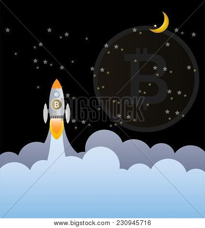 Rocket And Bitcoin Digital Money Business Concept