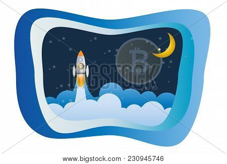 Rocket And Bitcoin Digital Money Business Concept