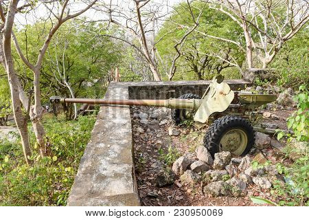 Old Artillery Piece Of The Red Khmer On Cambodia