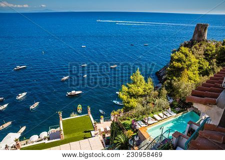 Swimming Pool On Amalfi Coast - Salerno, Campania, Italy, Europe